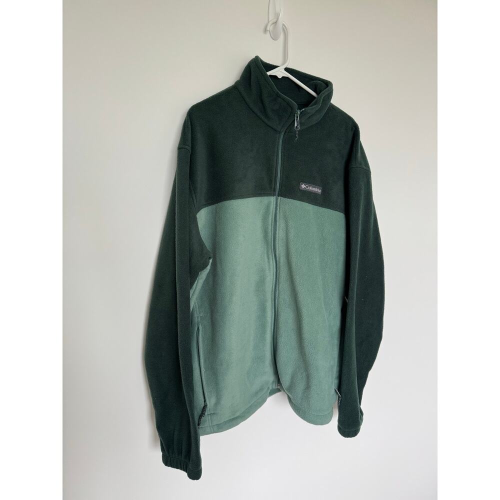 Columbia Men’s Fleece Zip Up Coat Sweater Two Toned Green